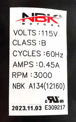 Blower Assembly Motor 115V A134 – Replaces Packard 66833 Fasco A134 – NBK-12160