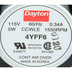 1MMBS4 Morrill Motor – 1/150 HP, Single Speed, Counter-Clockwise (Fits Buck Stove Models 26000, 27000, 28000)