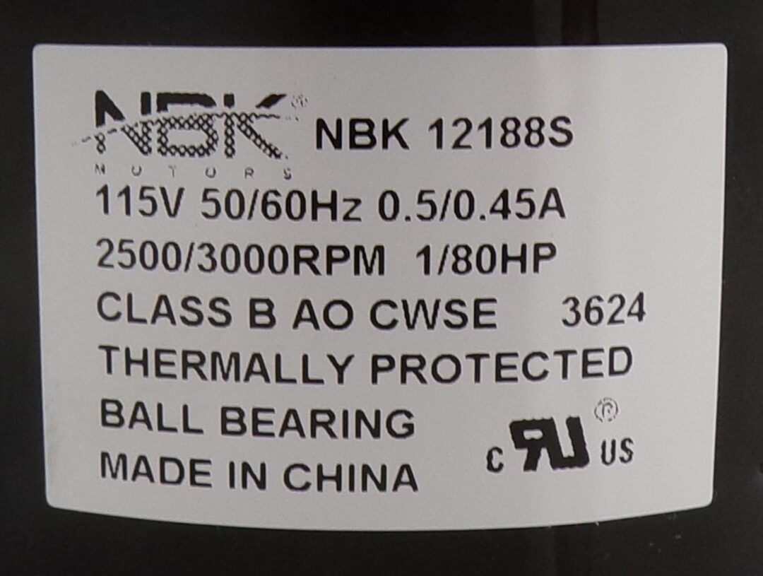 Blower Motor | S-Pole 115V 60 Hz, Rpm 3000 (1TDP1) | NBK-12188S