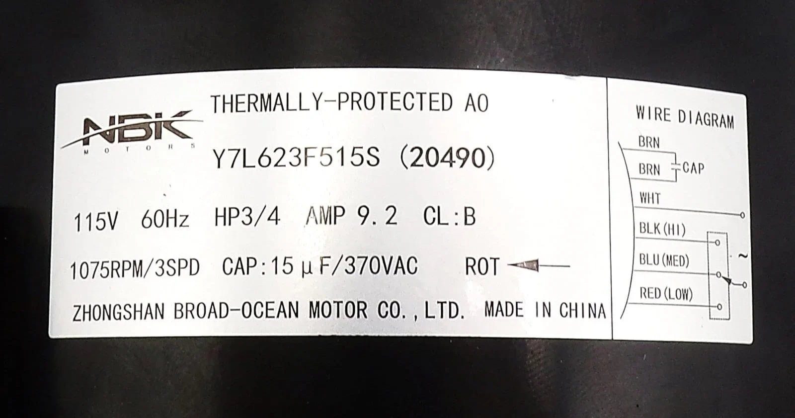 Blower Motor 115V - 3 Speed | NBK-20490