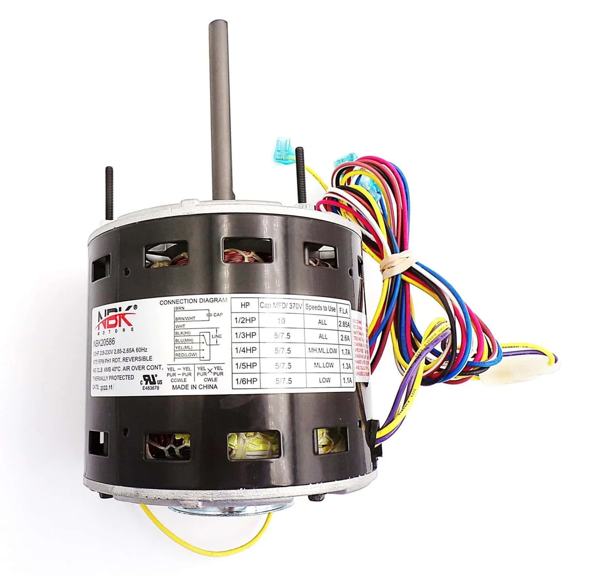 Blower Motor 208-230V, 1075 RPM, 1/6-1/2 HP | NBK-20586
