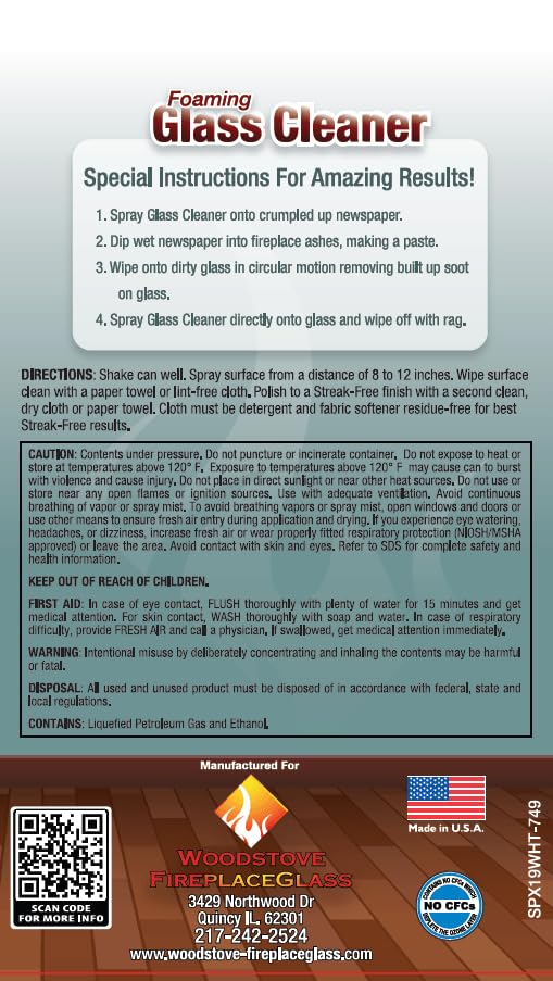 Case of 12 Total-Hearth Stove Glass Cleaner | 19 oz Foaming Spray