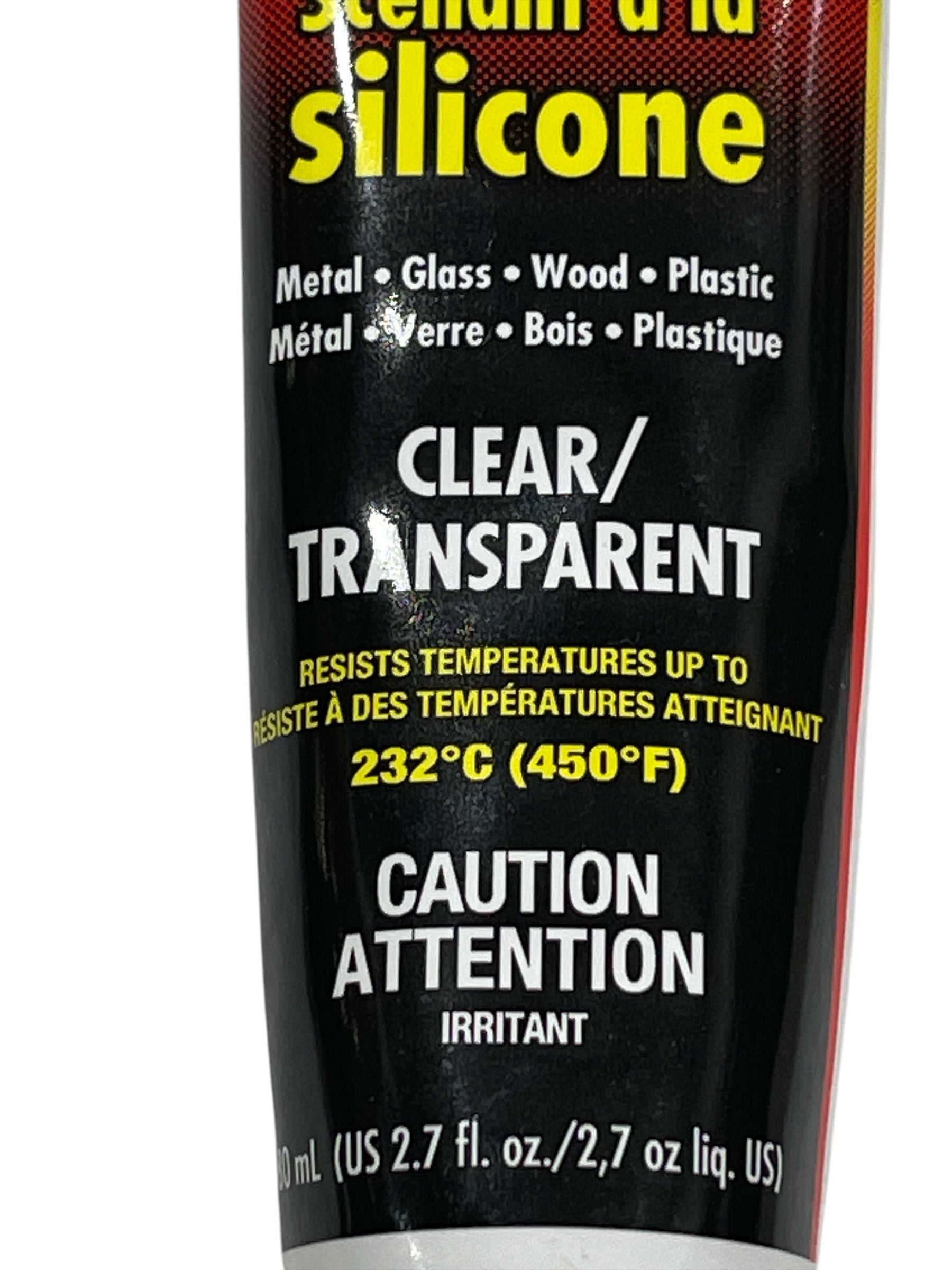 Clear Silicone Sealant – KK0322 | 2.7 oz Tube | Waterproof & Flexible | High Temp Rated to 450°F (232°C) | For Metal, Glass, Wood & Plastic