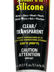Clear Silicone Sealant – KK0322 | 2.7 oz Tube | Waterproof & Flexible | High Temp Rated to 450°F (232°C) | For Metal, Glass, Wood & Plastic