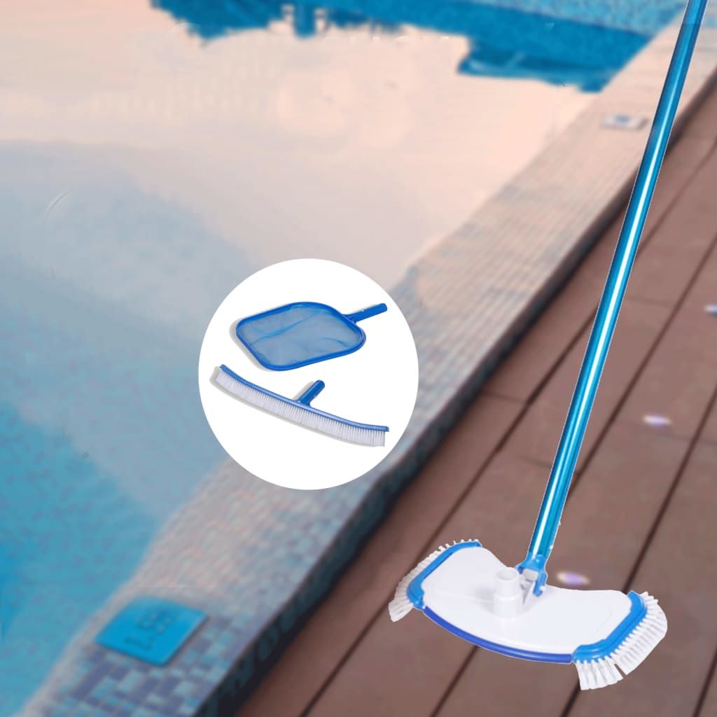 Complete Pool Cleaning Kit | Vacuum Head, Leaf Skimmer, Wall Brush, Pole, Hose & More