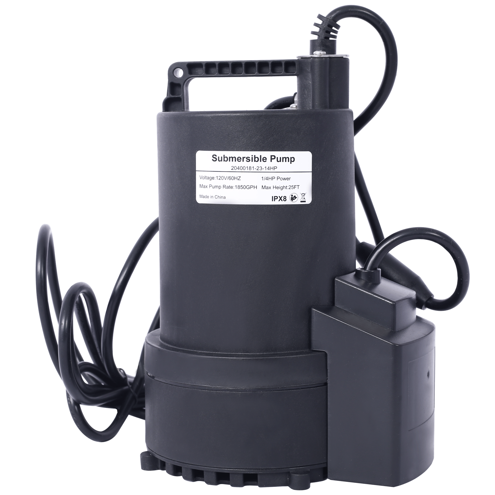 1/4 HP Automatic Swimming Pool Cover Pump 120 V Submersible with 3/4 Check Valve Adapter1850 GPH Water Removal for Pool, Hot Tubs, Rooftops, Water Beds and more