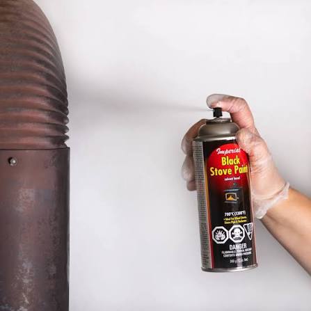 Black Stove Paint – 12 oz Spray | Matte High-Temp Finish for Wood Stoves, Pipes and BBQs | Part #KK0197