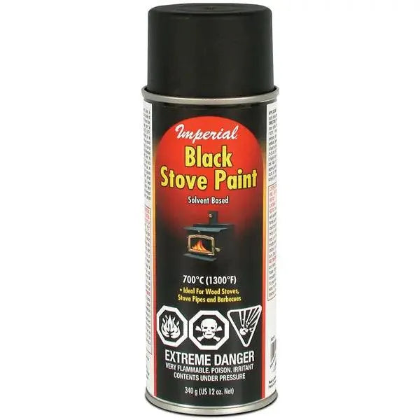 Black Stove Paint – 12 oz Spray | Matte High-Temp Finish for Wood Stoves, Pipes and BBQs | Part #KK0197