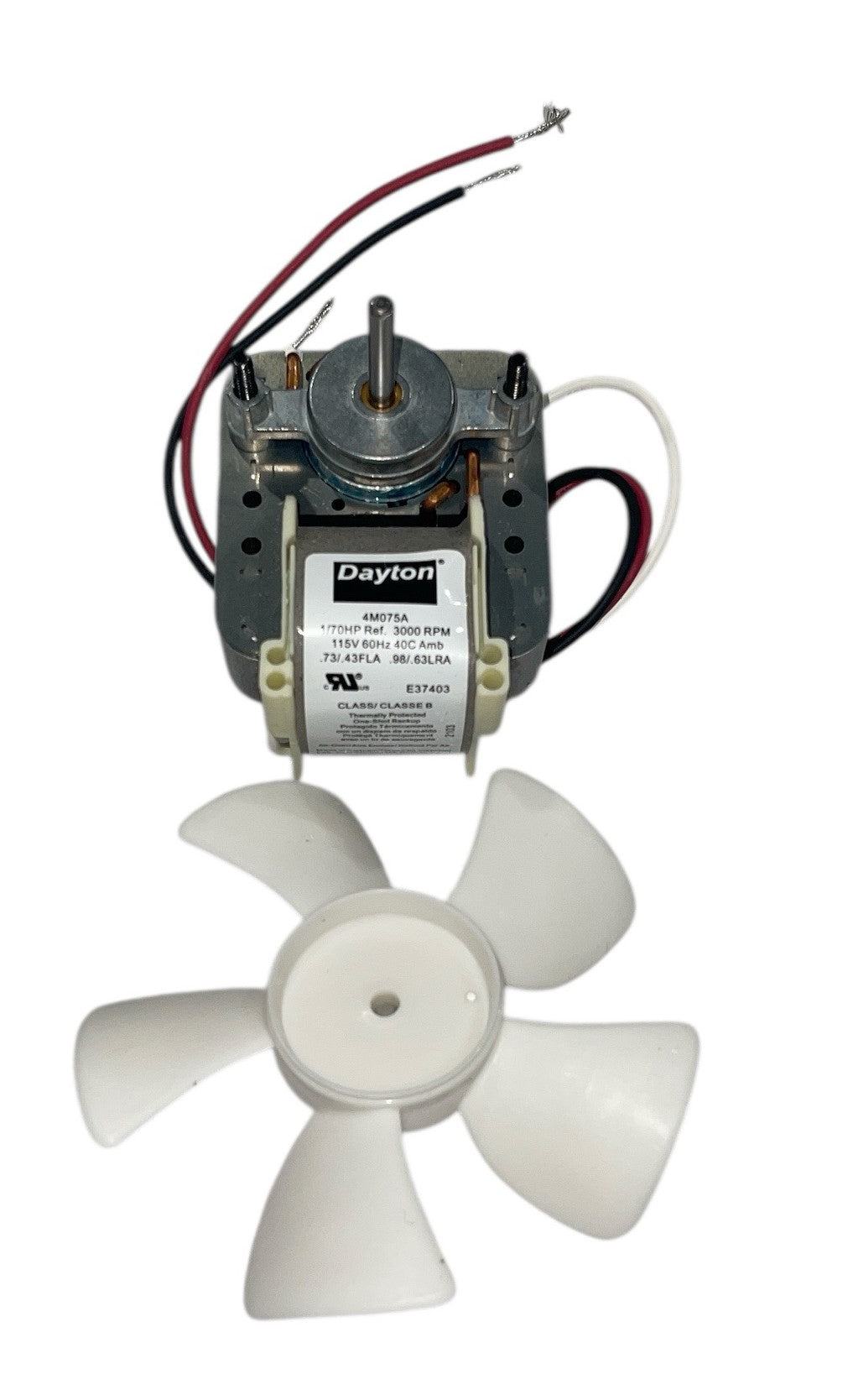 C-Frame Motor 1CFA1A – 1/70 HP 2-Speed Motor with 4¼" Plastic Blade (OEM Dayton Replacement)1CFMS