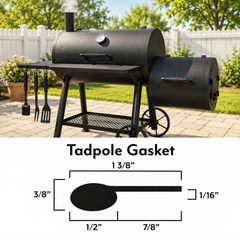 BBQ Smoker Tadpole Gasket – 1/2" Bulb x 7/8" Flat – Self-Adhesive – Sold by Foot