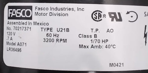 Centrifugal Blower Motor 1C71 | 71 CFM C-Frame Replacement Motor (Fasco A071)