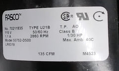 Centrifugal Blower Motor Fasco 1C135 – 135 CFM C-Frame Replacement Motor (OEM #50752-D500)
