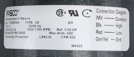 Centrifugal Blower Motor 1C500 – 500 CFM C-Frame Blower for Woodchuck, Lilly Furnace & Country Flame (Fasco 50769-D500)