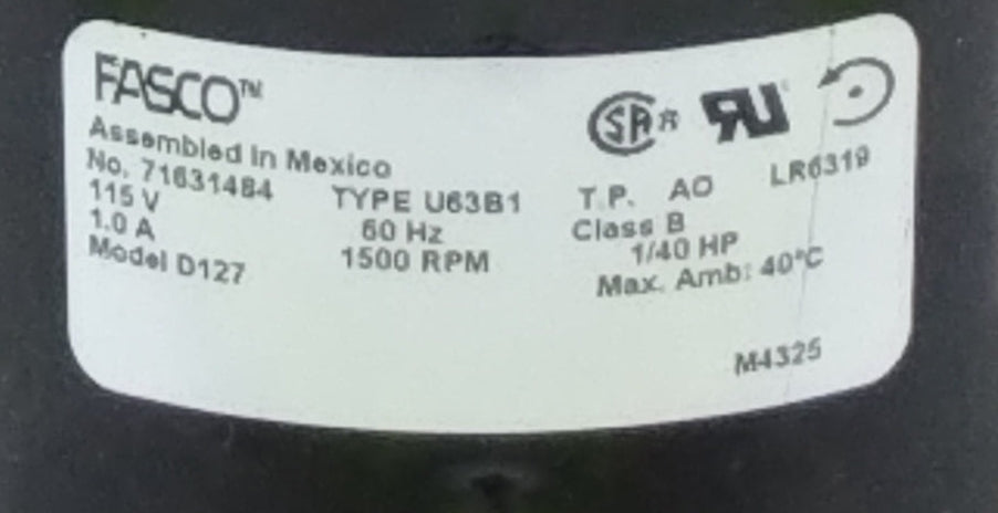Ashley Right Side Blower Motor – AY052714R (Fasco 1M127) | 1/40 HP, 1-Speed, Counter-Clockwise | OEM Fasco D127 Equivalent