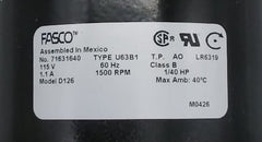 Ashley Left Side Blower Motor | 1/40 HP Clockwise 1-Speed Motor | Part #AY052713R /Fasco 1M126