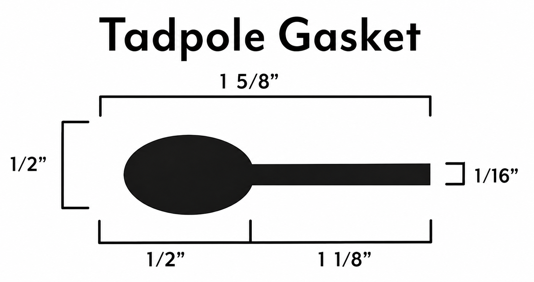 BBQ Smoker Tadpole Gasket – 1/2" Bulb x 1-1/8" Flat x 1-5/8" Overall – Self-Adhesive – Sold by Foot