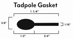 BBQ Smoker Tadpole Gasket – 1/2" Bulb x 3/4" Flat - 1 1/4" OA – 1,000°F – Sold by the Foot